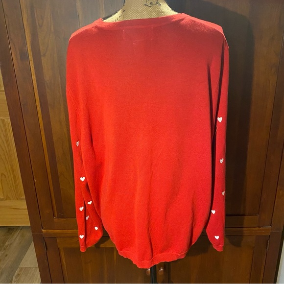 Maranda Women’s Valentine Red Heart Button Front Cardigan Sweater Plus Size 2X - Picture 3 of 10